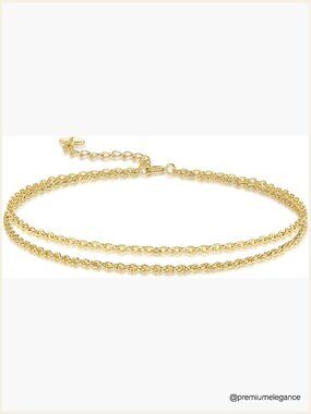 Adjustable Gold Ankle Bracelet with Heart Charm